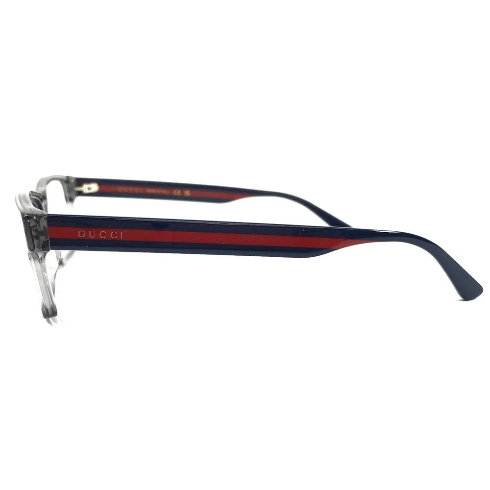Gucci Eyeglasses Frames GG0752O 003 Gray Blue Red Rectangle Full Rim 56-16-150